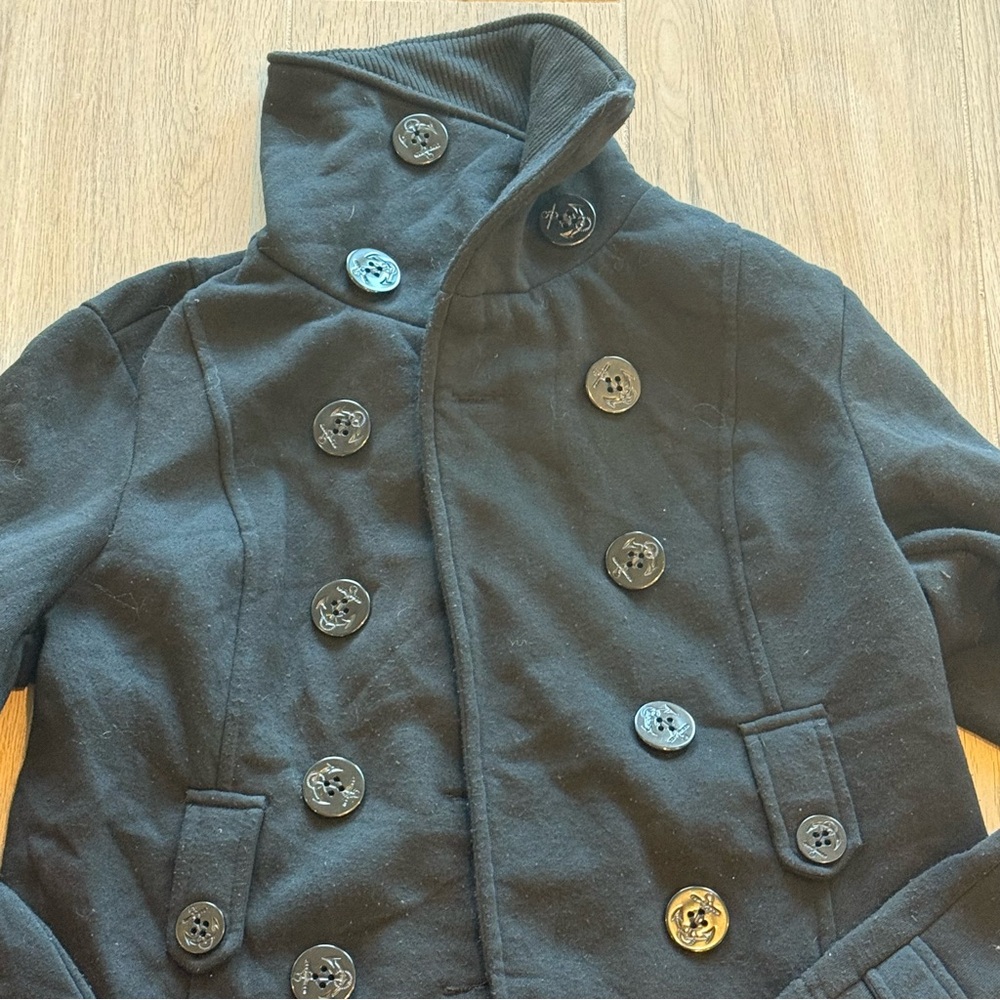 Cavalini Double breasted, black short women’s Coat size medium - Picture 4 of 11